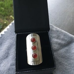 Red/orange carnelian and sterling silver ring